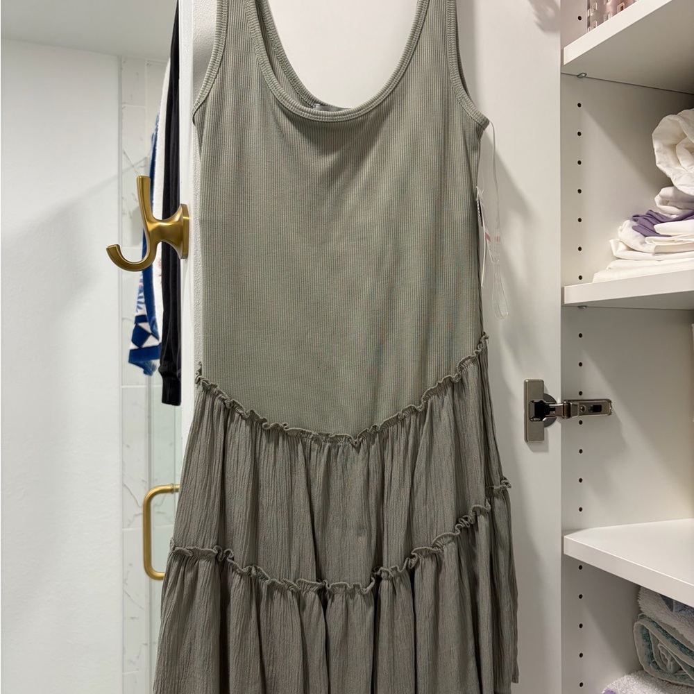 Wallflower Gray Tiered Midi Dress